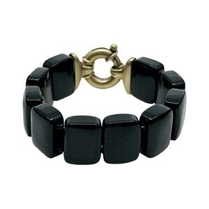 Gold Vermeil sterling silver onyx bracelet - GM957